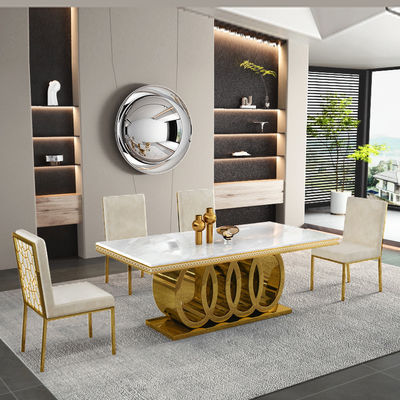 comprar Rectangular aço inoxidável Mesa de jantar de grande porte Capacidade de assentos 4-8 online manufacture