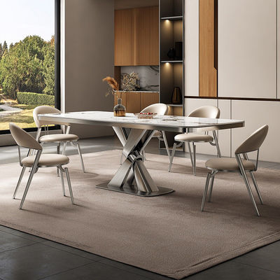 comprar Luxo de aço inoxidável de mármore quadrado mesas de sala de jantar comprimento 1,8m online manufacture