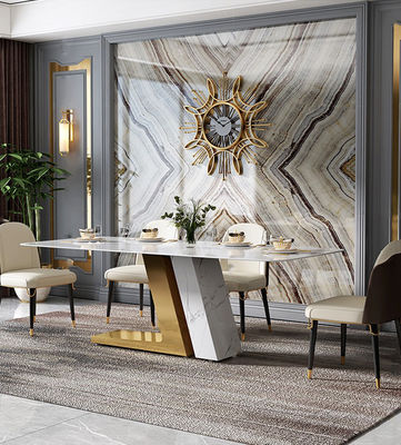 comprar Mesas de jantar de luxo com topos de mármore e aço inoxidável para compra a granel online manufacture