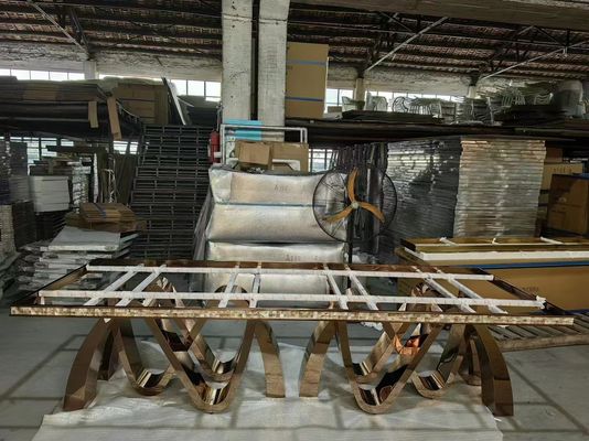 comprar Luxo sob medida de aço inoxidável pedestal de mármore falso mesa de jantar para uso doméstico e comercial online manufacture