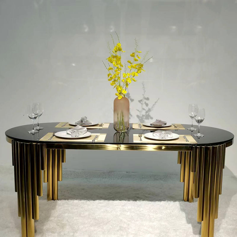 Mesa de jantar de forma oval de 78 cm de altura com vidro de cor personalizada