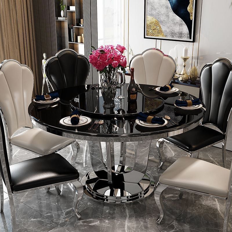 Sala de jantar redonda Mesas de mármore de aço inoxidável cor personalizada
