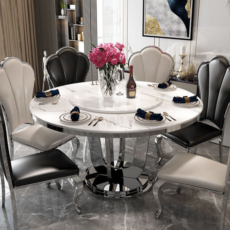 Sala de jantar redonda Mesas de mármore de aço inoxidável cor personalizada