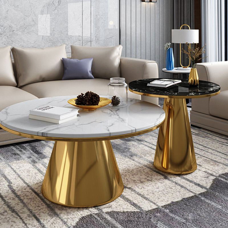 SEDIA Made Marble Combinação Tabela de café Círculo Sem armazenamento Para salas de estar