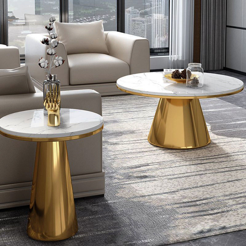 SEDIA Made Marble Combinação Tabela de café Círculo Sem armazenamento Para salas de estar